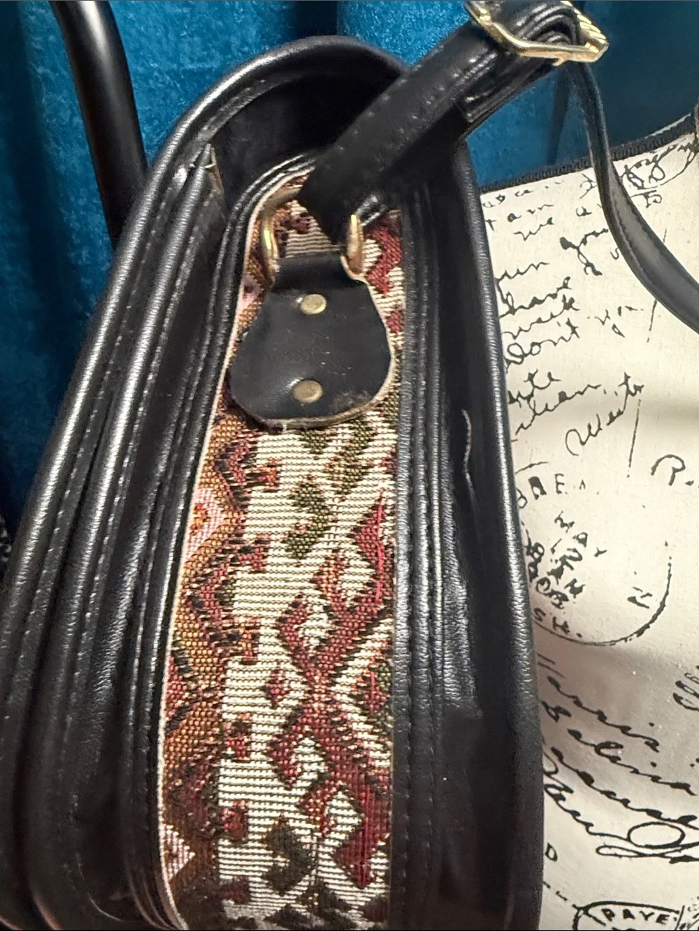 Woven Pattern Shoulder Bag in Olive and Pink Boho Country